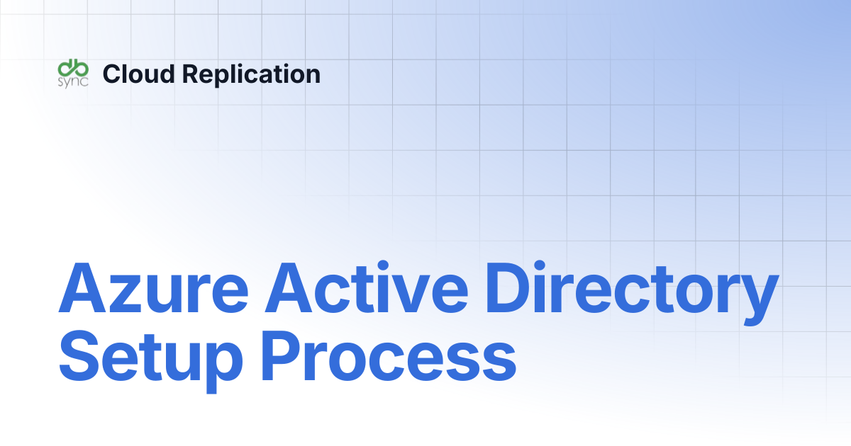 Azure Active Directory Setup Process | v8 | Cloud Replication