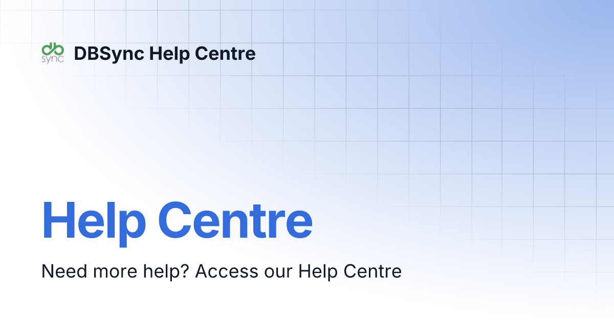 Help centre dbsync help centre